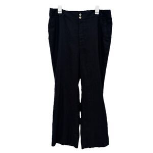 Womens plus size 16 100% Linen High Rise Wide Leg Navy Nautical pants chaps boho